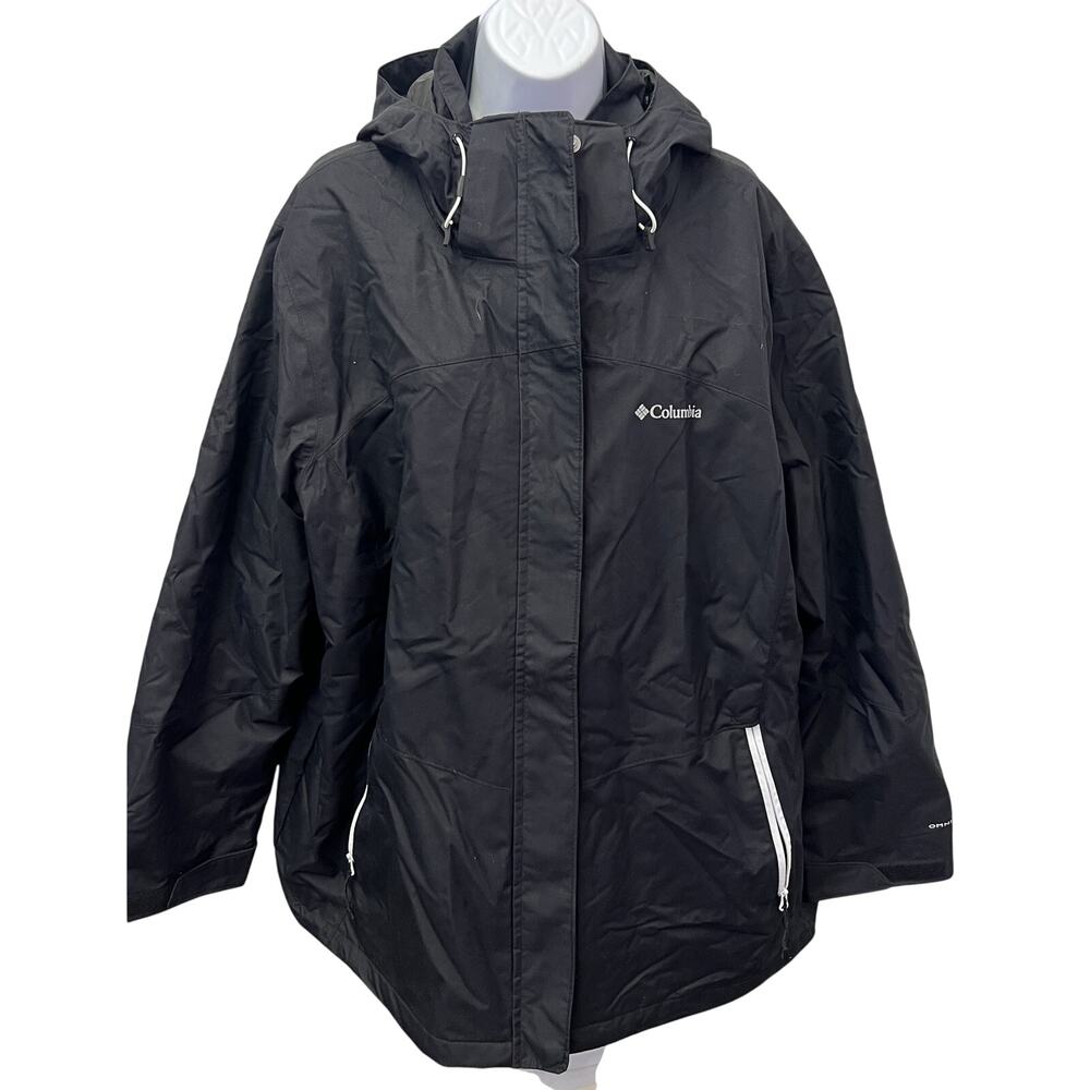 🖤 Columbia Interchange 2X Black Hooded Outdoor Jacket Coat Zip Pockets Layering